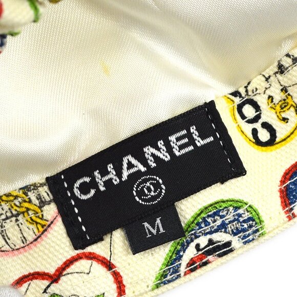 Chanel Ivory Canvas Valentine Cap Hat Small Good - Picture 12 of 12